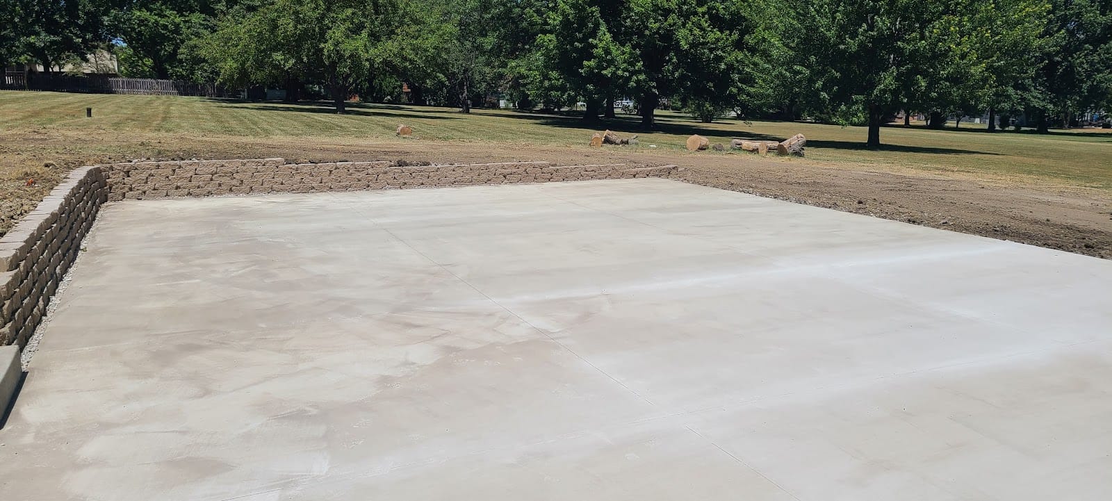 Large poured concrete slab on a residential property